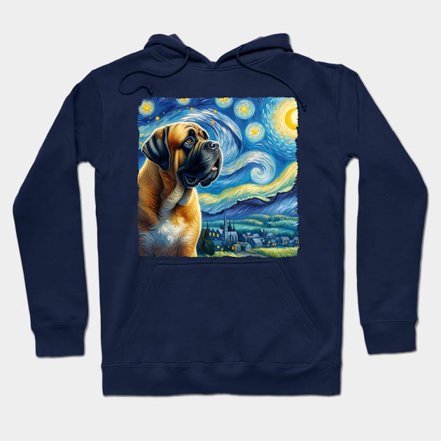 Starry Mastiff Dog Portrait - Pet Portrait Hoodie by starry_night